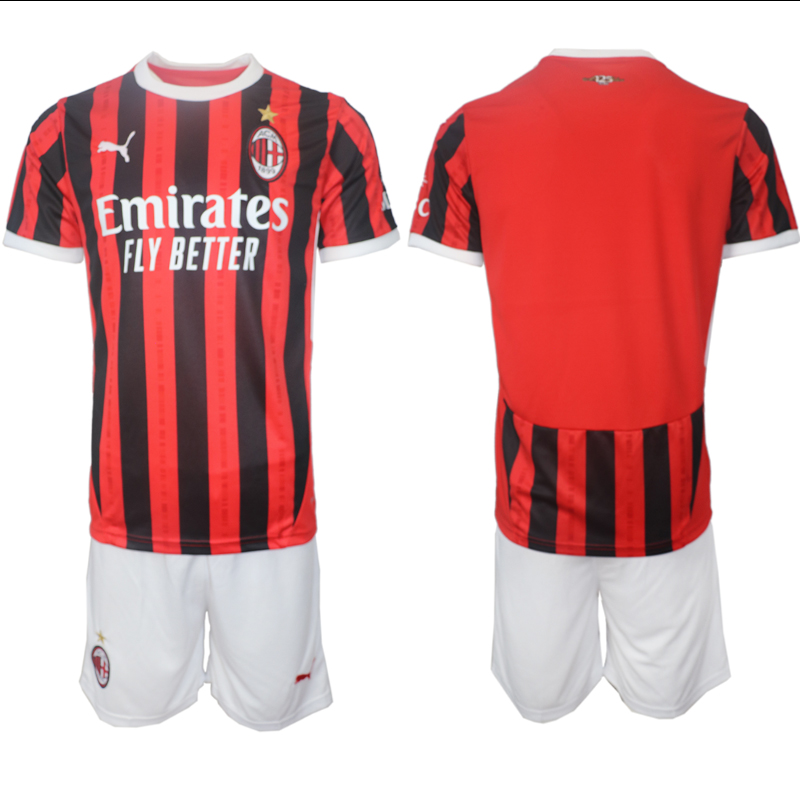 Men 2024-2025 Club AC Milan home Red Blank Soccer Jersey